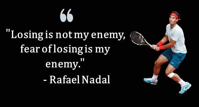 Top Tennis Quotes Losing is not my enemy, fear of losing is my enemy. - Rafael Nada